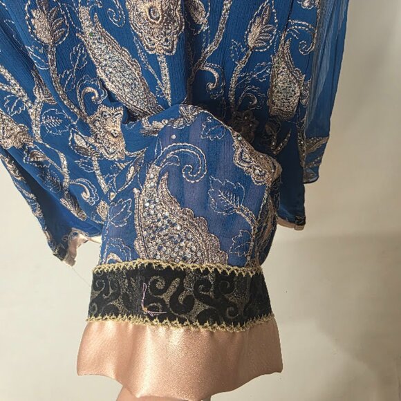 Shalwar Kameez Pakistani / Indian Suit Blue Dress 3 pcs SMALL - Picture 4 of 6